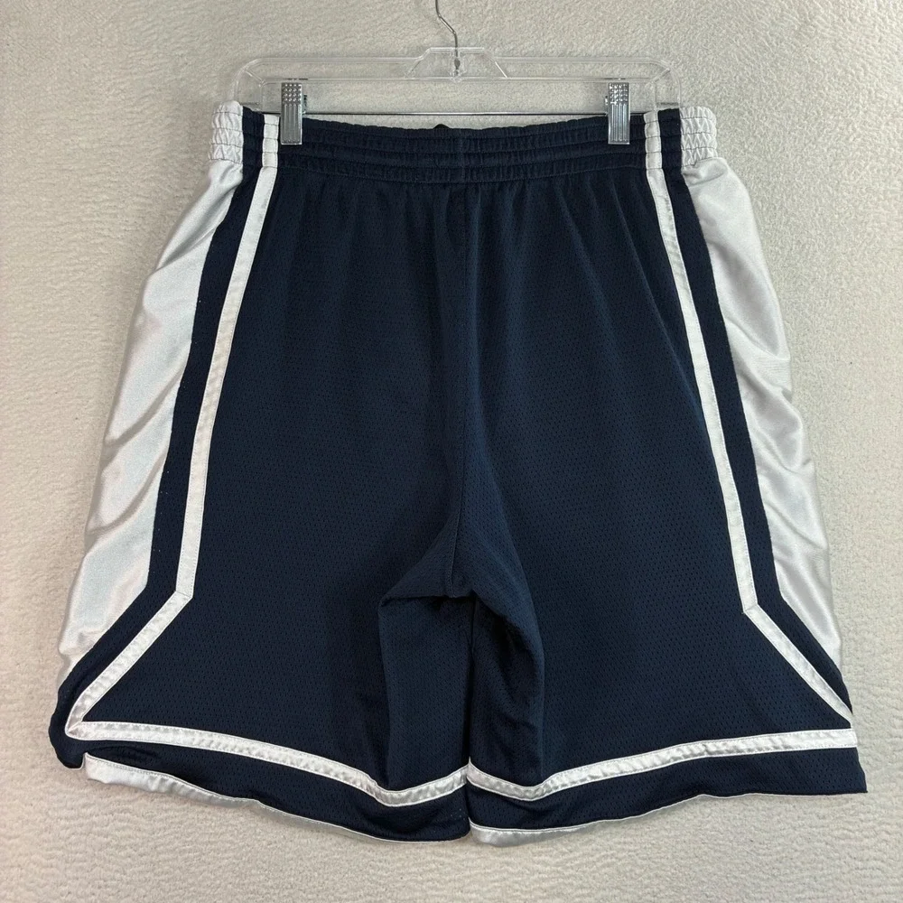 Y2K Nike Baggy Basketball Shorts Men XL Blue White Reversible Silky Drawstring